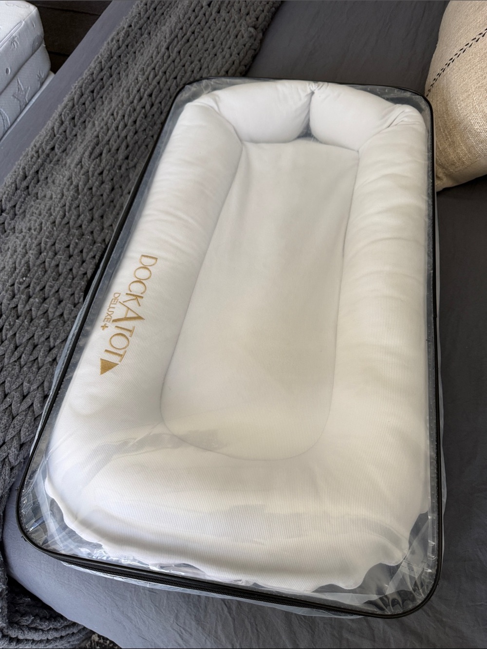 DockATot Deluxe+ White Baby Lounger - Cozy Infant Nest